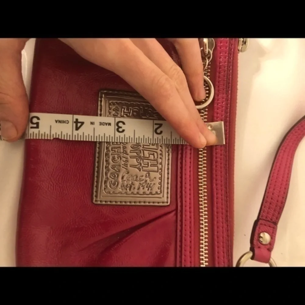 Coach pink patent leather poppy mini bag wristlet